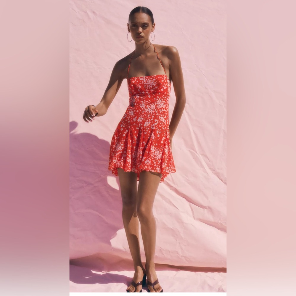 Zara Red Floral Mini Dress